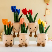 Mainan Tanaman Plush Tulip Kreatif Mia dalam Pot untuk Dekorasi Rumah Hadiah Ulang Tahun Sahabat