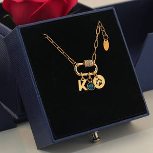 Collana a catena con graffetta di moda con lettera di personalità per animali domestici ciondolo femminile in acciaio inossidabile collana gioielli regalo personalizzato - Product Image 4