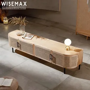 WISEMAX أثاث المنزل الطبيعي بسيط مجلس الوزراء لغرفة المعيشة خشب متين تخزين الرف مغاسل اليد