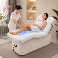 Lit de beauté électrique à 3 moteurs, température constante, hydrothérapie, massage, hauteur réglable, lit de spa avec armoire de rangement
