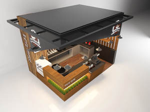 Quiosco de Café Portátil de Madera Funroad para Interiores y Exteriores, Exhibidor de Bebidas Móvil para Centros Comerciales y Tiendas en Interiores y Exteriores - Product Image 4