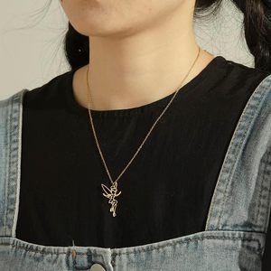 Exquisito collar de princesa Wendy <span class=keywords><strong>Tinkerbell</strong></span>, gargantilla de Ballet de bailarina mágica, joyería de acero inoxidable de moda para niñas, chapado en oro - Product Image 2