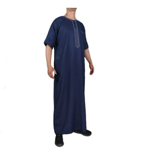 <span class=keywords><strong>Yiwu</strong></span> thị trường của người đàn ông Nửa tay áo thobe/thawb 100% polyester cộng với kích thước truyền thống Arabic hồi giáo quần áo - Product Image 4