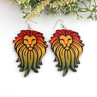 Pendientes de madera estampado León Rasta