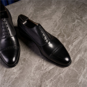 Scarpe Oxford in Vera Pelle Fatte a Mano in Italia, Stile Britannico, Formali da Cerimonia, con Tre Giunti, per Matrimonio - Product Image 3