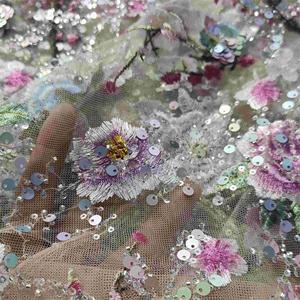 Chất Lượng Cao Vàng Lưới Thêu Vải Tuyn Ren Vải Châu Phi Sequins Ren Cho Nigeria Wedding Party Dress Thêu Mô Hình - Product Image 5