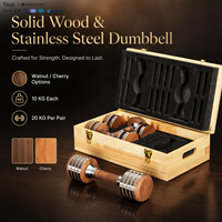 Set Dumbbell Kayu untuk Gym Fitness Mewah, Dumbbell Kayu Solid yang Dapat Disesuaikan, Logo Kustom, Peralatan Gym, Dumbbell Beban Bebas