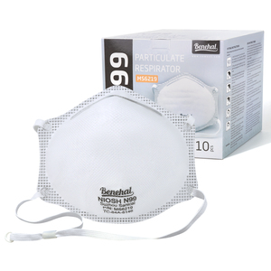 Benehal NIOSH หน้ากากป้องกันก๊าซพิษแบบใช้แล้วทิ้งสำหรับ EN149 N99ผ้าเมลโทรแบบปรับได้มี<span class=keywords><strong>3</strong></span>ชั้นกันฝุ่นแบบแบน - Product Image 1