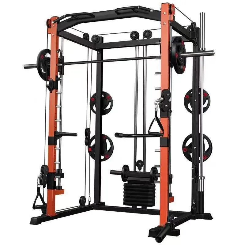 FED Commercial Smith Machine Strength Training Cage Squat Rack Home Gym Station System for Weightlifting and BodyBuilding