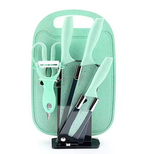 Ensemble de couteaux de <span class=keywords><strong>chef</strong></span> de cuisine colorés avec poignée en plastique, y compris planche à découper cadeau - Product Image 3