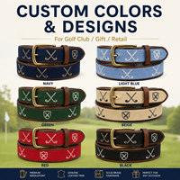 Ceinture de golf en broderie au point d'aiguille bleu ciel, motif personnalisé, tissée, pour cadeau de club, boutique professionnelle, faible MOQ