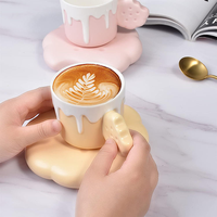 Tasse à café en céramique avec anse et soucoupe, vente en gros, 240 ml, tasse à café créative et mignonne en forme de biscuit