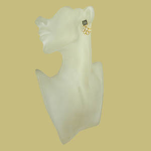 Pendientes de Latón Hechos a Mano con Baño de Oro y Labradorita con Circonitas, para Uso Diario, Pendientes Largos de Latón Modernos para Eventos Especiales - Product Image 2