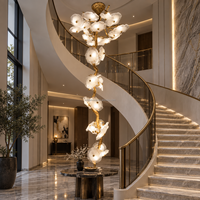 Lustre moderne en cuivre, taille/couleur/design personnalisables, pour villa, salon, escalier, hall d'hôtel, éclairage