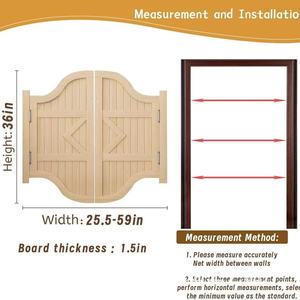 Puerta Batiente de Madera Sólida para Cafetería, Puerta Doble de Entrada para Porche, Estilo Rústico Moderno, Media Puerta para Uso Comercial - Product Image 4