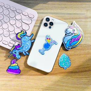 Papier autocollant en vinyle transparent A4 à motifs d'étoiles imperméable, autocollant holographique transparent arc-en-ciel - Product Image 6