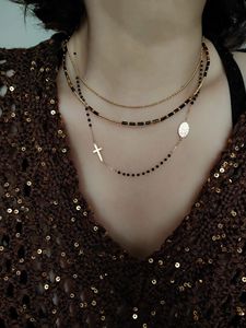 Xinfly 18K Gold Vintage Style Necklace Turquoise & Black Spinel Religious Virgin Mary Catholic Christian Fine <b>Choker</b> - Product Image 5