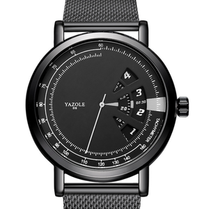 YAZOLE-<span class=keywords><strong>montre</strong></span> à Quartz de luxe pour hommes, accessoire de Sport, maille en métal, étanche, à poignet, personnalisé, <span class=keywords><strong>noir</strong></span>, offre spéciale, d518-s - Product Image 1