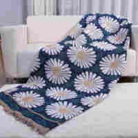 Jeté en coton doux jacquard, réversible, en fibre de polyester tissée, imprimé floral et animalier, toutes saisons, pour la décoration intérieure