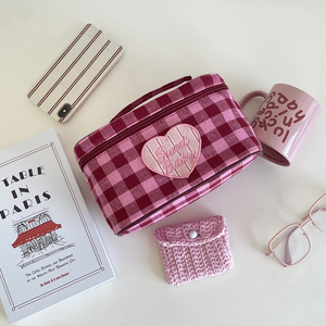 New Design Eco-Friendly Portable Hound's-tooth Canvas Travel for <b>Bag</b> <b>Women</b> Large Capacity Cosmetic Makeup <b>Bag</b> - Product Image 5