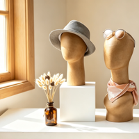 Présentoir Tête de Mannequin en Papier Kraft, Modèle de Tête en Pulpe de Papier pour Présentation de Chapeaux, Perruques et Bijoux, Vitrine de Magasin de Détail