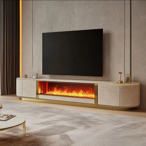 Moderno camino elettrico supporto TV e tavolino con Design a fiamma simulata pannello legno stile mobili per la casa per <span class=keywords><strong>soggiorno</strong></span> - Product Image 1