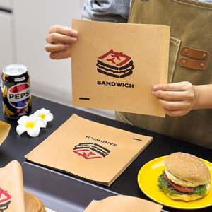 Bolsa de Papel Ecológica Personalizada para Comida Rápida, Resistente a la Grasa, Apta para Alimentos, para Papas Fritas, Pollo Asado, Comida para Llevar, Laminada - Product Image 3