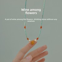 Collier de perles turquoise et ambre de style chinois, chaîne de clavicule en U, bijoux vintage médiévaux pour femmes, vente en gros