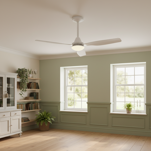 Energy-Saving 48-Inch Brushless DC Motor Ceiling Fan with Dimmable LED Light Remote Plastic Construction