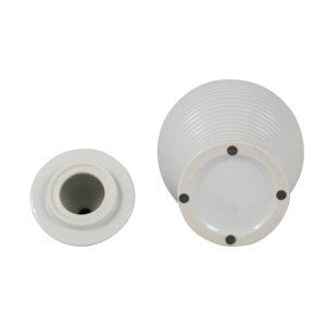 Vaso decorativo in ceramica con texture a coste per soggiorno, accessorio moderno per la casa - Product Image 6
