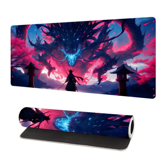 Anime Style Cartoon Dragon Vs Warrior Printing Waterproof Large Size Mouse Pad Dragon Knight Gaming Desk Mat