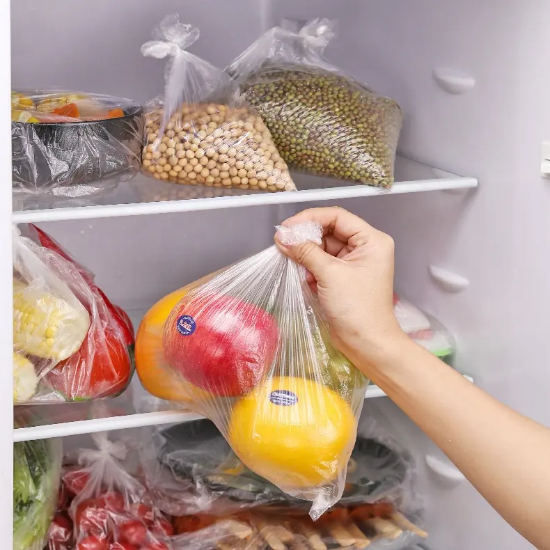 ビニール袋メーカー果物と野菜食料品ショッピングバッグHDPE透明プラスチック製ロールバッグ