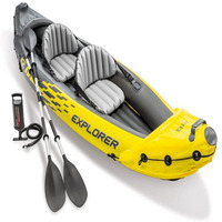 Kayak gonflable pour 2 personnes, canoë en PVC pour le rafting, la pêche, les sports nautiques, avec rames et pompe à air, robuste et portable