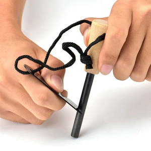 Multi-outil extérieur 3/8 "5/16" épaisseur silex tige de feu en acier poignée en bois paracorde cordon de feu magnésium Ferro silex démarreur de feu - Product Image 6