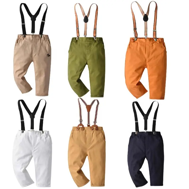 Wholesale Autumn Spring Long Kids Wear Cotton Boys Cargo Pants Suspender Trousers Boy's Pants Casual Pants For 1-6 Years