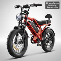 Prêt à être expédié, vélo électrique tout-terrain à pneus larges de 20 pouces, 750W, double suspension, vélo de sport électrique, Bicicleta Eléctrica