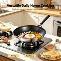 Wajan Anti Lengket Stainless Steel 29cm Perak Kapasitas 2.5L Kompatibel Induksi Aman untuk Mesin Cuci Piring untuk Memasak di Rumah