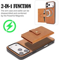 Étui de téléphone 2-en-1 détachable en cuir PU pour iPhone Air avec chargement sans fil, porte-cartes et housse de protection pour iPhone 17 16 15 Pro