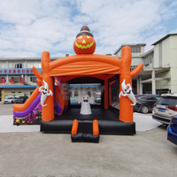 Nouveau château gonflable d'Halloween 2023 Citrouille orange Château gonflable d'Halloween Château hanté Glissade gonflable d'Halloween