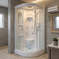 Cabine de douche intelligente à cadre minimaliste avec receveur antidérapant pour salle de bain familiale