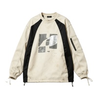 Kornit DTG Dirty Spray Streetwear Vintage Wash Distressed Heavyweight Sun Faded Geometric Graphic Pullover Jacket Oversized Top
