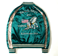 Blouson Teddy Universitaire Personnalisé Brodé en Satin, Bomber Réversible pour Hommes