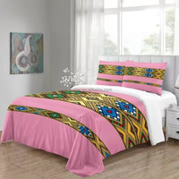 Parure de lit et taies d'oreiller personnalisées avec motif Saba Telet de la culture érythréenne/éthiopienne, impression numérique 3D