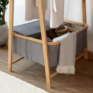 Estante de madera de bambú con estantes para ropa, estante colgante para niños, niños y adultos, abrigo de zapatos de tela - Product Image 3