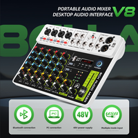 Console de mixage audio numérique professionnelle V8, haut-parleur, contrôleur pour DJ, pour la mixage de cartes son et d'audio