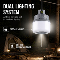 Lampe de travail LED rechargeable USB-C D42-2, options de couleurs bleu clair, vert foncé, noir, gris, version réflecteur, 1800 mAh, 5 W, pour le camping