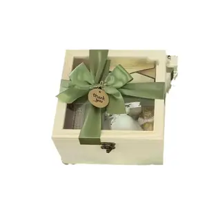 Kotak kayu kreatif pernikahan, suvenir pengiring pengantin hadiah bayi kotak hadiah liburan kosong kotak kayu