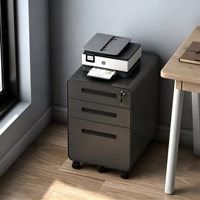 Armoire de rangement métallique à 3 tiroirs, meuble de classement mobile en métal sous le bureau, armoire de rangement en acier pour bureau avec serrure à clé