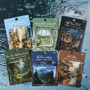 8 autocollants par paquet, série saison des pluies brumeuses, paysages <span class=keywords><strong>de</strong></span> jours <span class=keywords><strong>de</strong></span> pluie, autocollants <span class=keywords><strong>de</strong></span> décoration pour journaux faits à <span class=keywords><strong>la</strong></span> main - Product Image 3