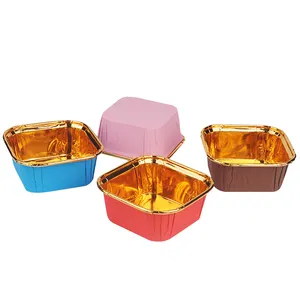 Greaseproof square muffin liner High Temperature Resistance Aluminium foil cupcake paper baking cups